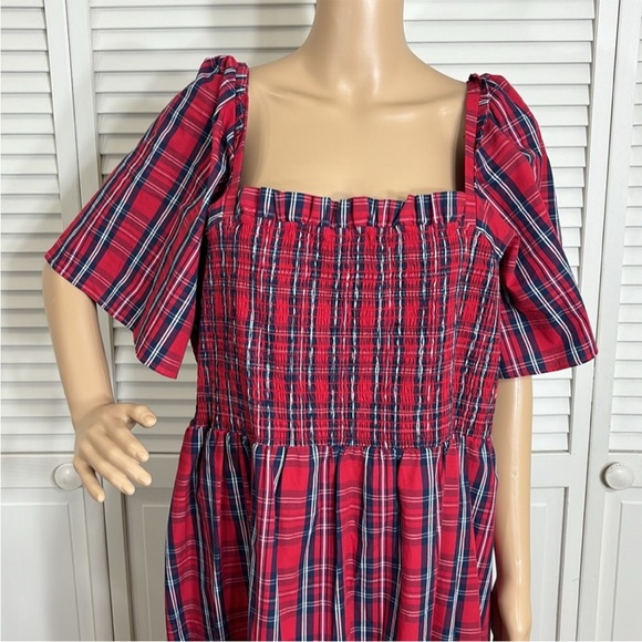 NWOT Draper James Deana Smocked Angie Plaid Cotton Dress Size 2x - Picture 6 of 16